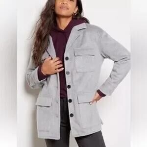 Sanctuary Fisher Long Sleeve Button Up Car Coat Jacket Gray XS